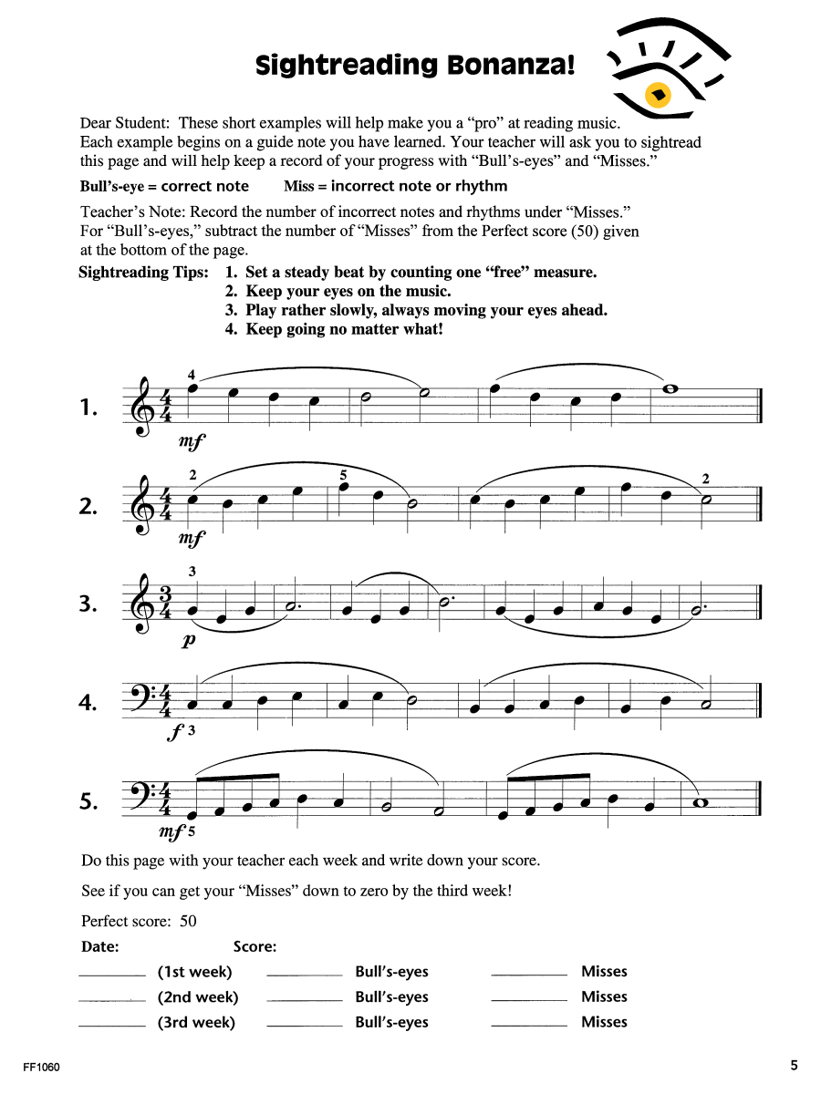 Faber I Can Read Music Book 2 cvičení čtení not