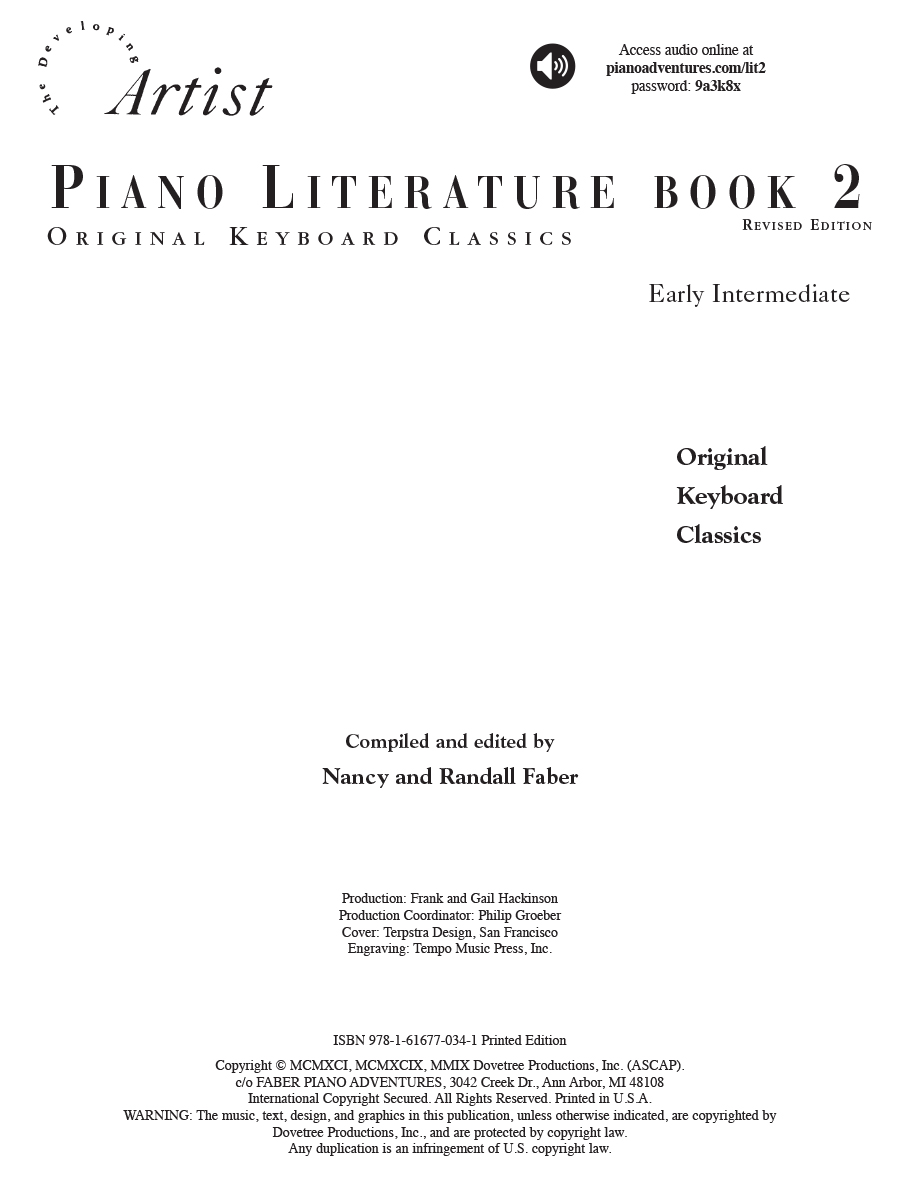 Faber Piano Literature Book 2 noty pro klavír klasika