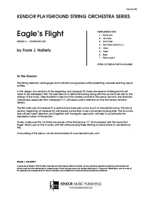 Kendor Music Eagle’s Flight partitura smyčce obtížnost 1+