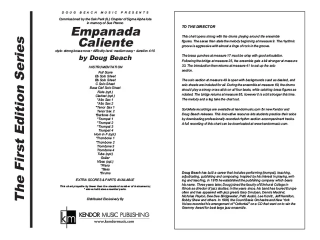 Kendor Music Empanada Caliente partitura pro jazz band bossa nova