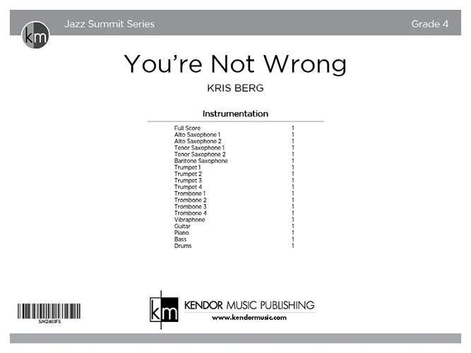 Kendor Music You’re Not Wrong partitura full score funk