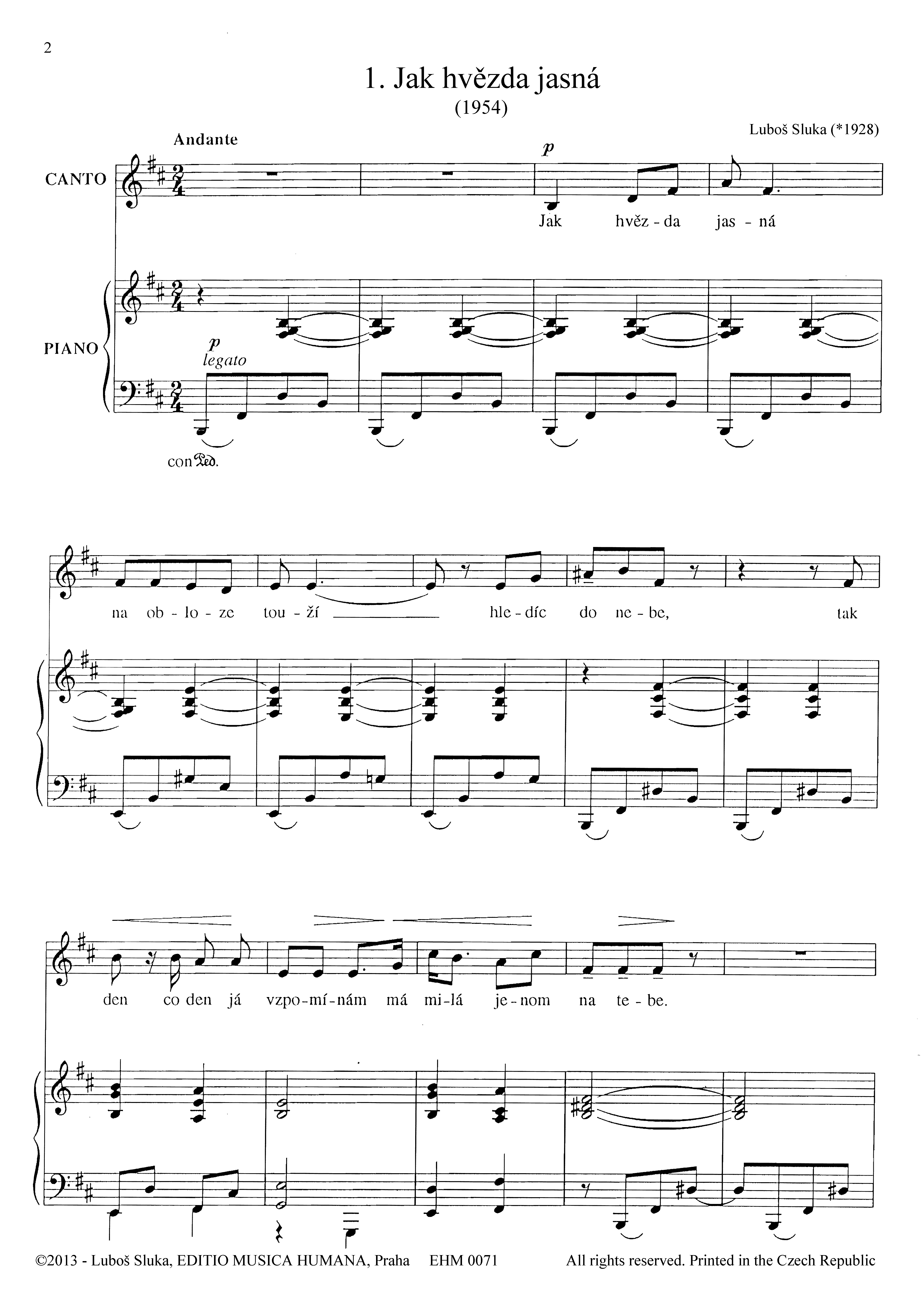 Editio Musica Humana Tři písně noty pro baryton a klavír