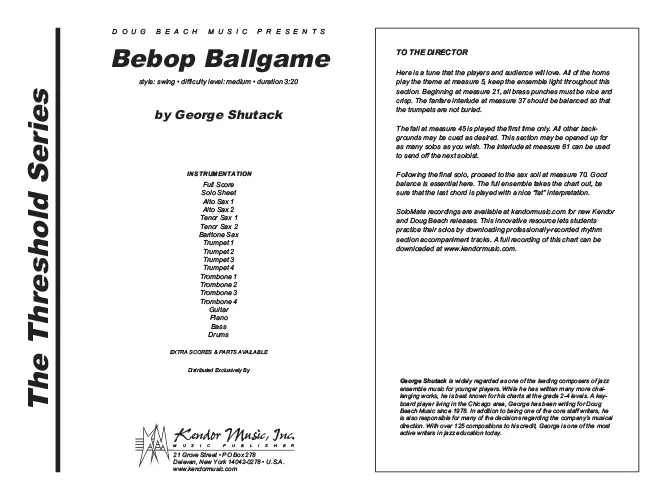 Kendor Music Bebop Ballgame partitura full score swing