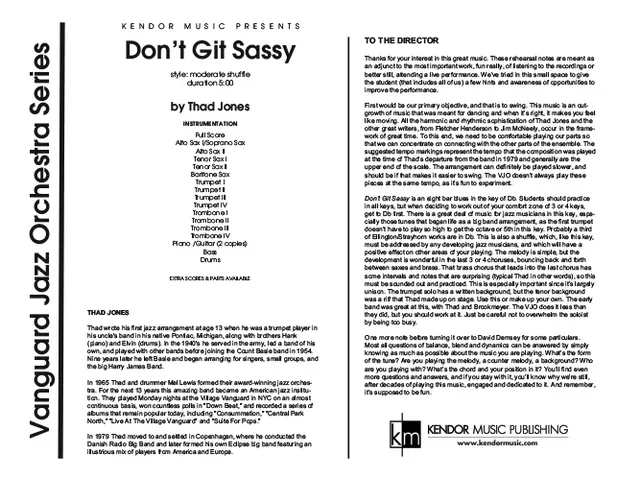 Kendor Don’t Git Sassy partitura pro big band blues