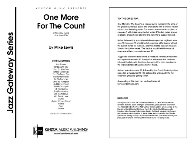 Kendor Music One More For The Count partitura easy swing