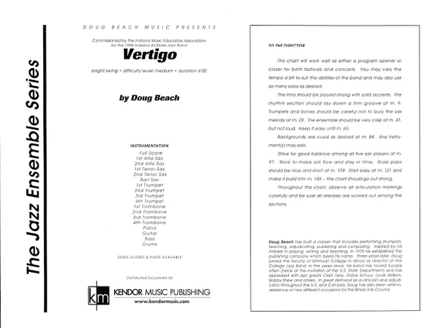 Kendor Music Vertigo partitura full score swing