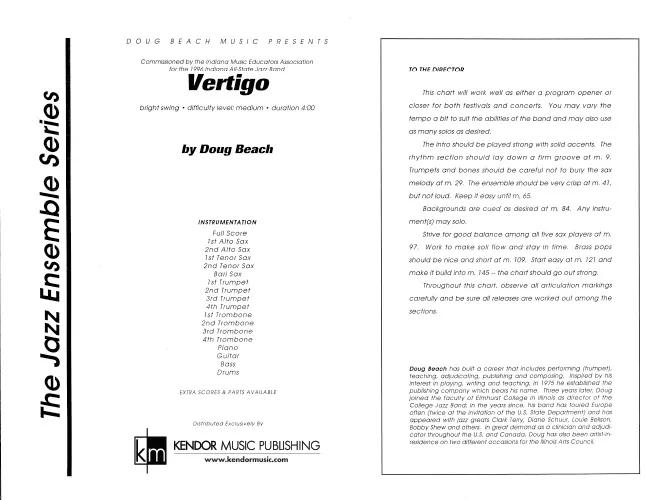 Kendor Music Vertigo partitura full score swing