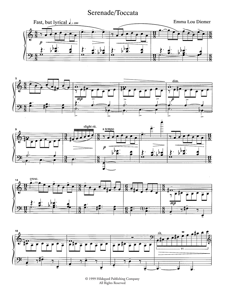 Hildegard Publishing Serenade/Toccata noty pro klavír digitální vydání
