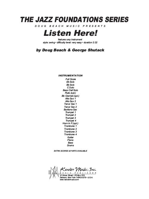 Kendor Music Listen Here! partitura swing sólo 3:32