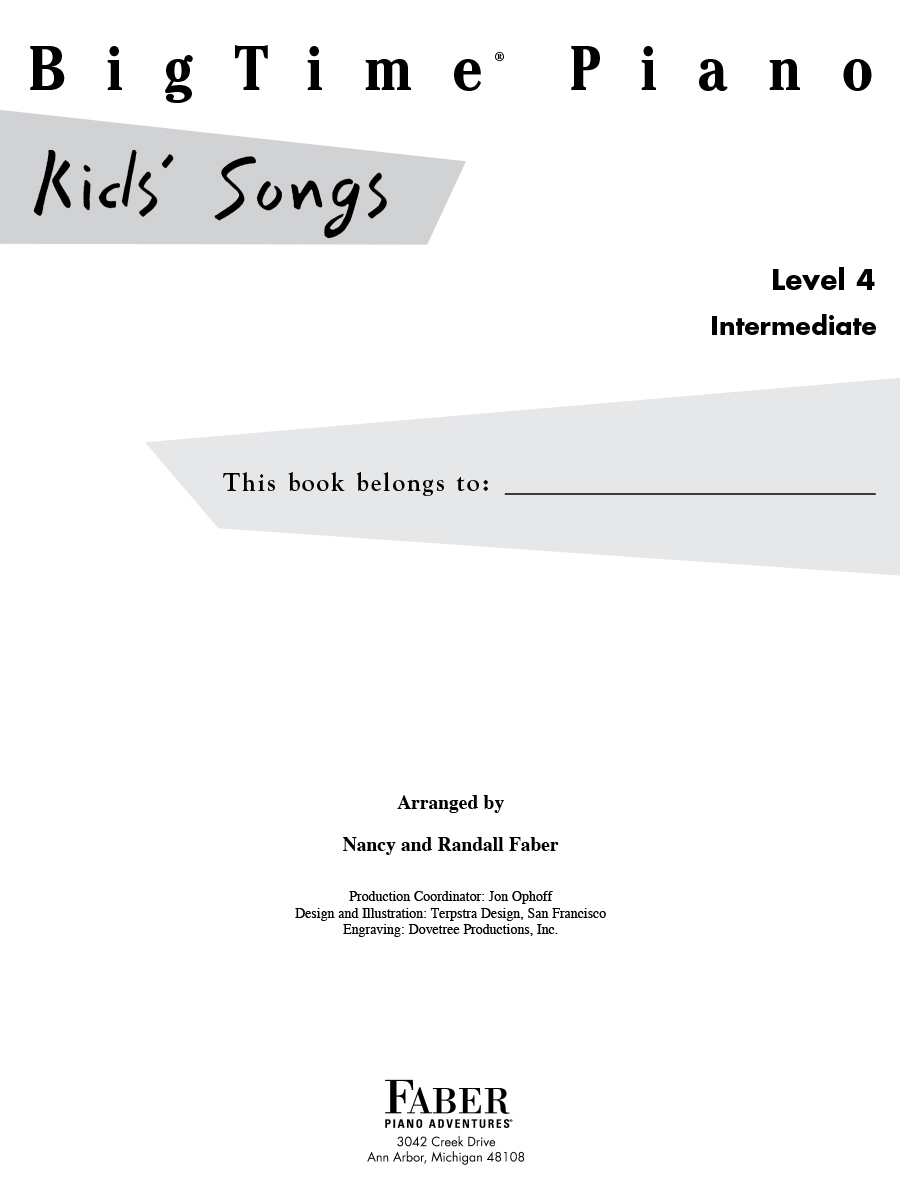 BigTime Piano Kids' Songs noty pro klavír středně pokročilí