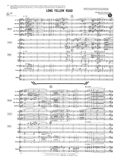 Kendor Music Long Yellow Road partitura Full Score swing