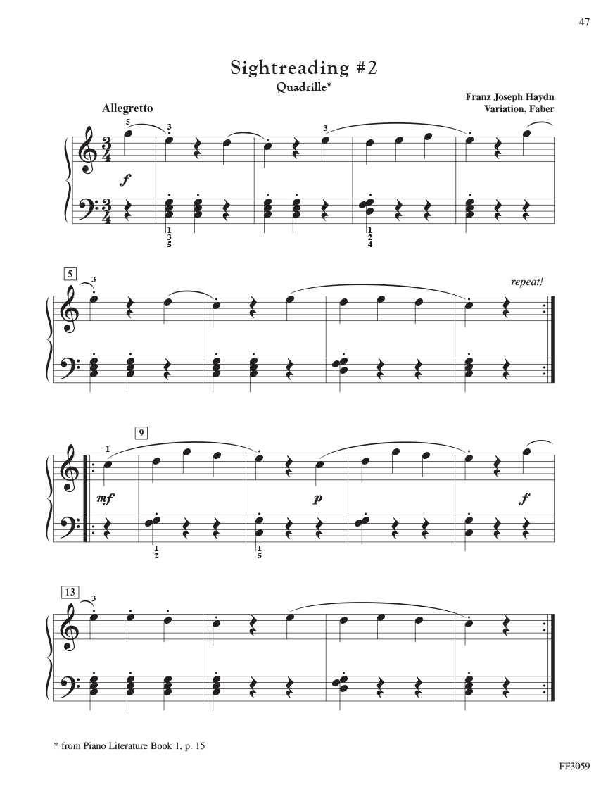 Faber Developing Artist Sightreading Book 1 noty 3A-3B