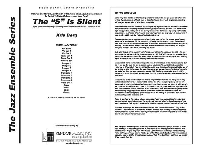 Kendor Music The S Is Silent Full Score partitura jazz