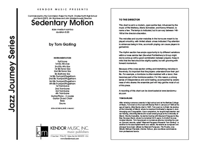 Kendor Music Sedentary Motion partitura samba 8:20