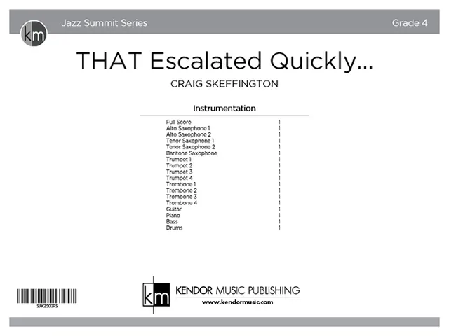 Kendor Music THAT Escalated Quickly partitura bebop