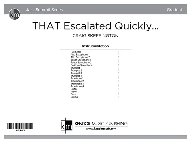 Kendor Music THAT Escalated Quickly partitura bebop