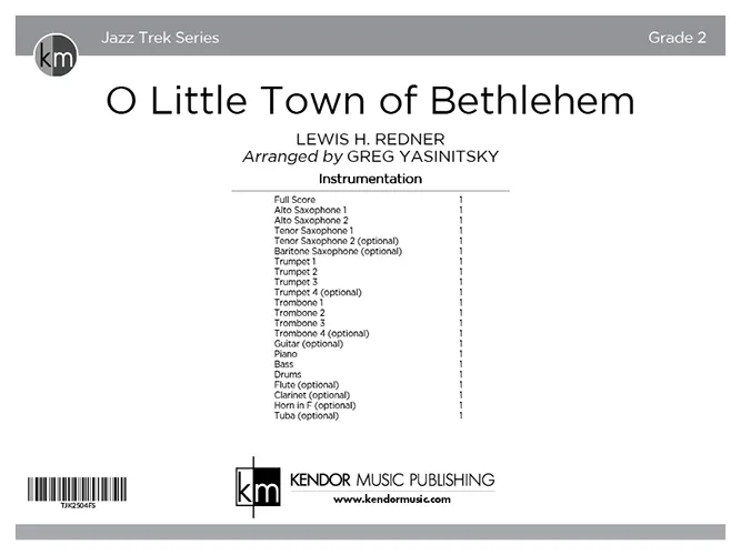 Kendor Music O Little Town of Bethlehem vánoční noty