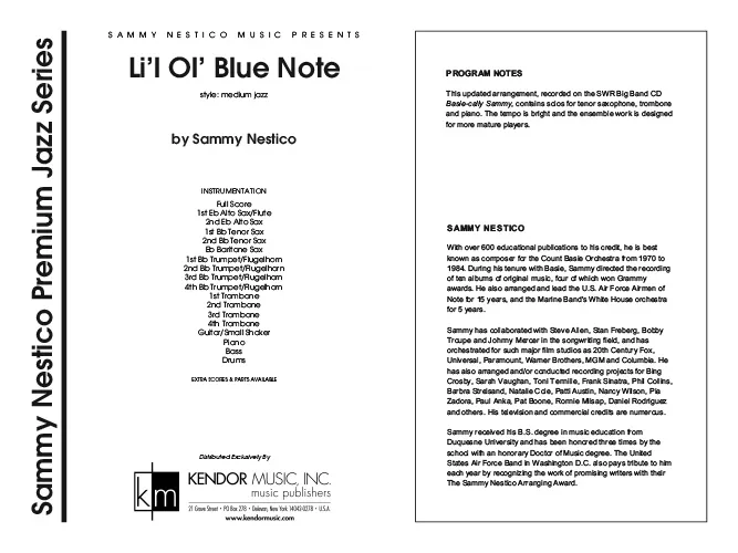 Kendor Music Li’l Ol’ Blue Note Full Score partitura big band