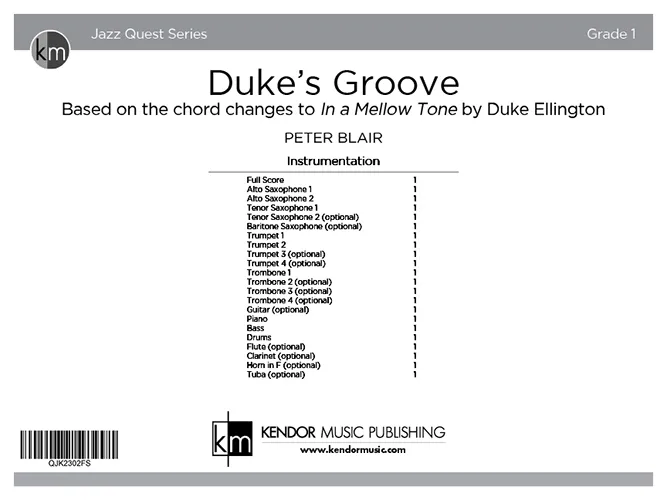 Kendor Music Duke's Groove partitura full score swing