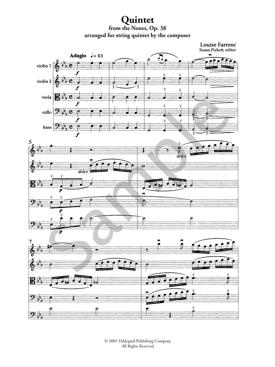 Hildegard Publishing Nonet Op. 38 Farrenc partitura kvintet