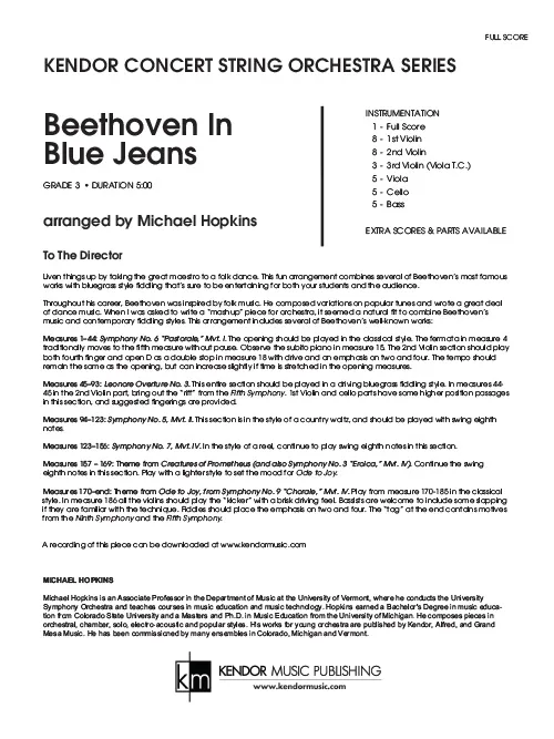 Kendor Music Beethoven In Blue Jeans partitura