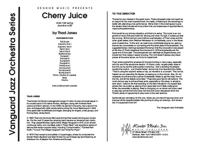 Kendor Music Cherry Juice partitura full score swing