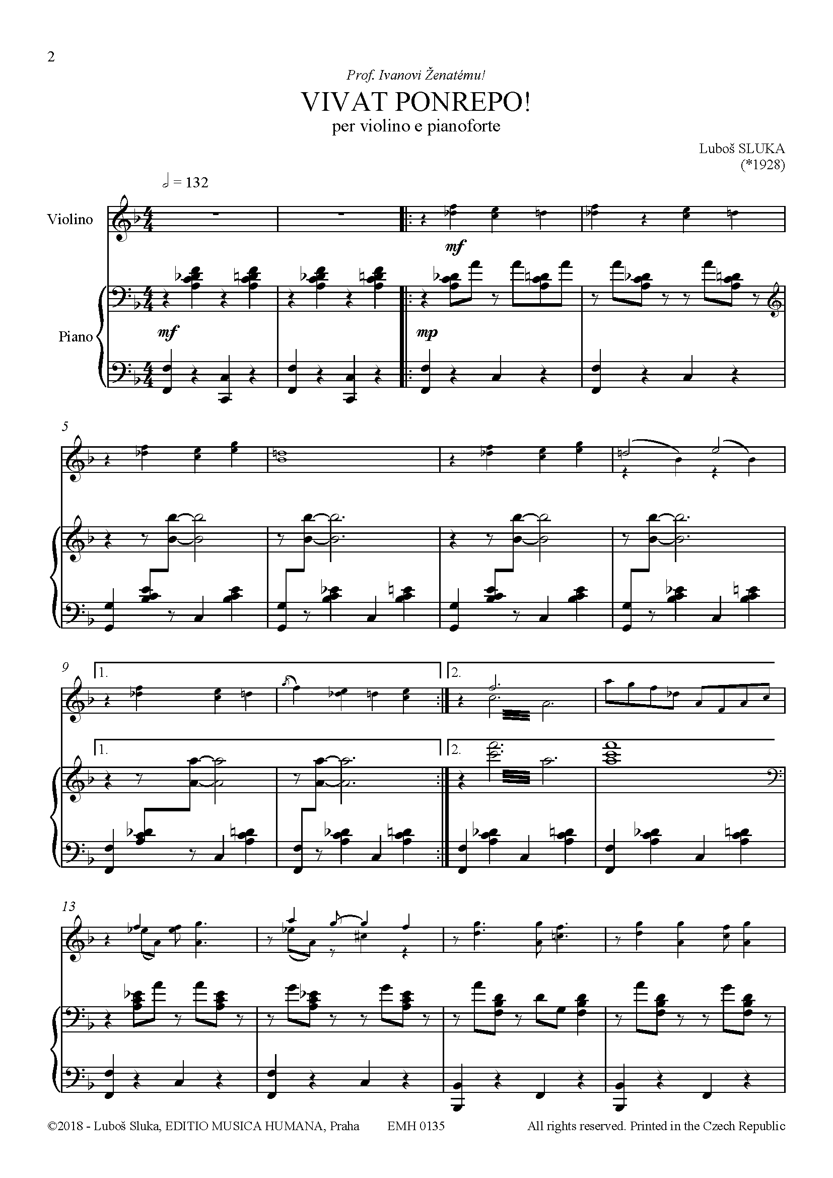 Editio Musica Humana Vivat Ponrepo noty pro housle a klavír