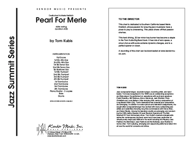 Kendor Music Pearl For Merle Full Score noty pro big band