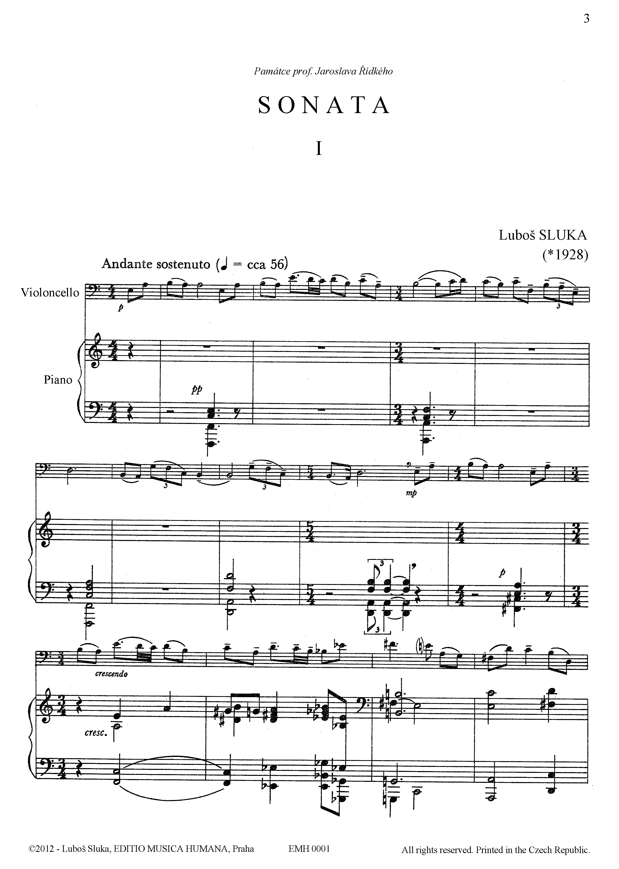 Editio Musica Humana Sonata per violoncello e pianoforte noty 36 stran