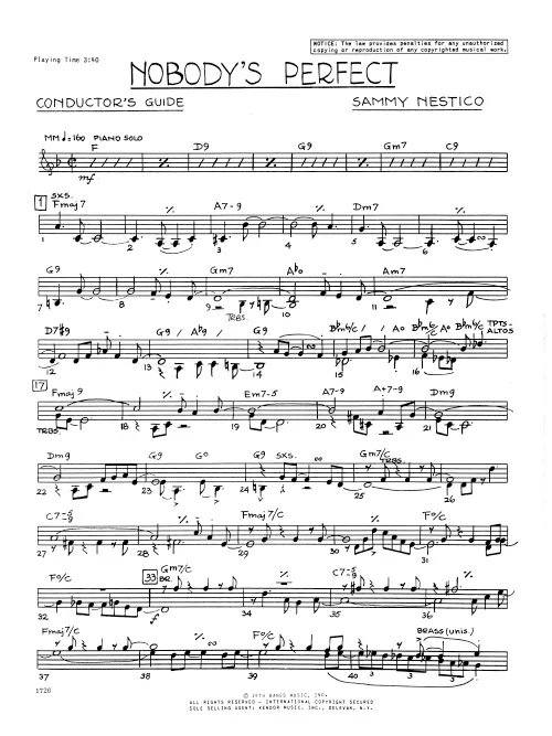 Kendor Music Nobody’s Perfect partitura fast swing