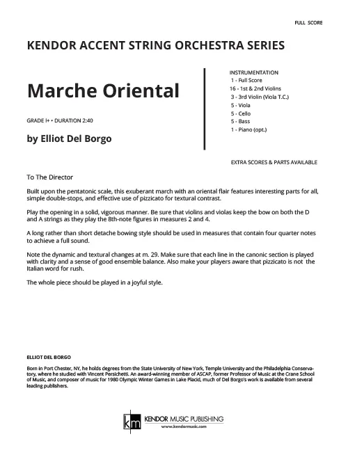 Kendor Music Marche Oriental partitura pro smyčcový orchestr