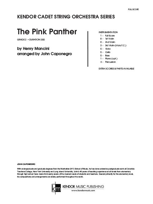 Kendor Music The Pink Panther partitura Full Score smyčce