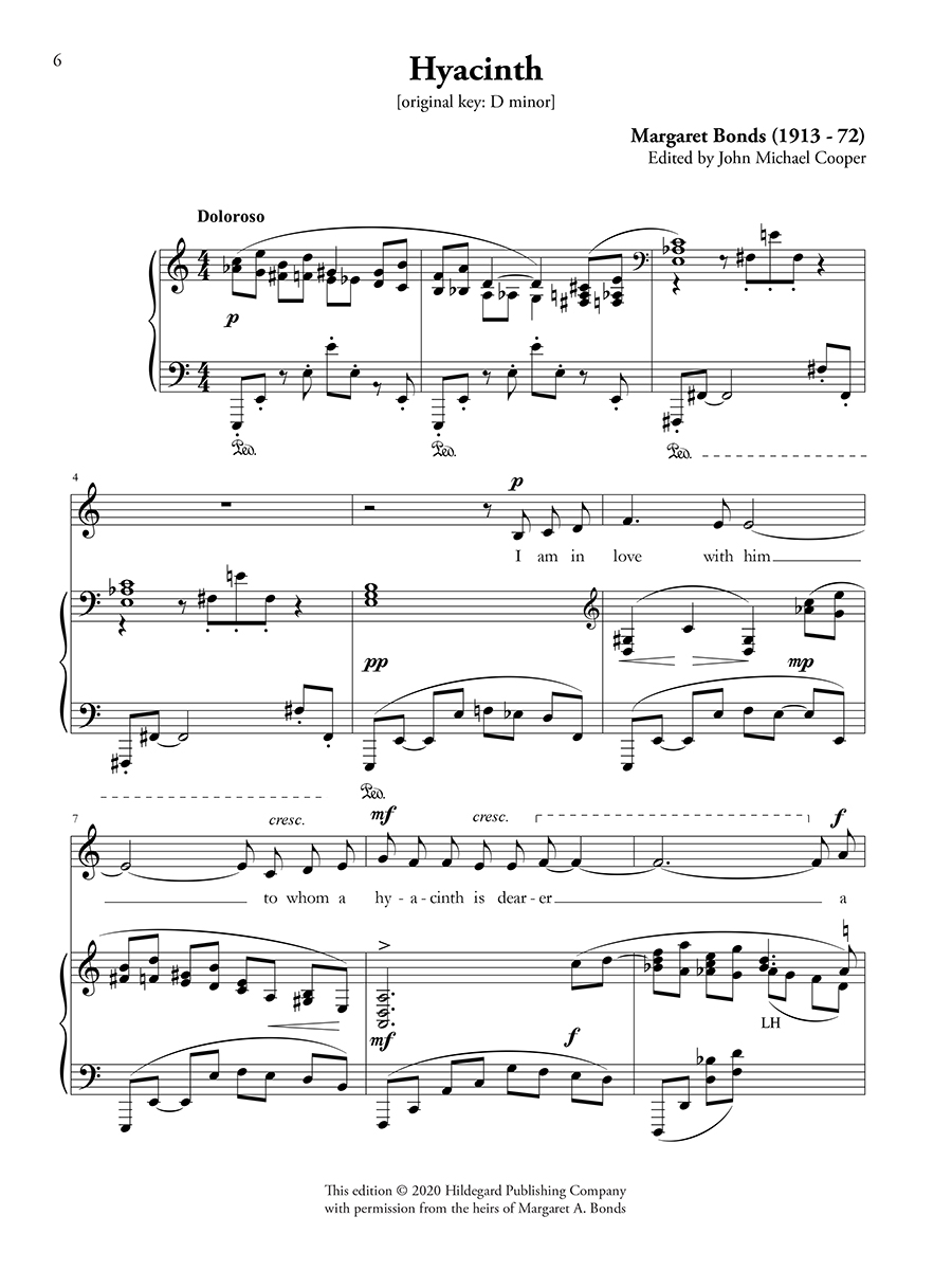 Hildegard Publishing Margaret Bonds Six Songs Millay noty střední hlas