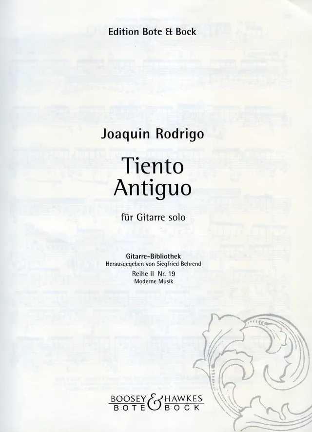 Ediciones Joaquín Rodrigo Tiento antiguo noty pro kytaru