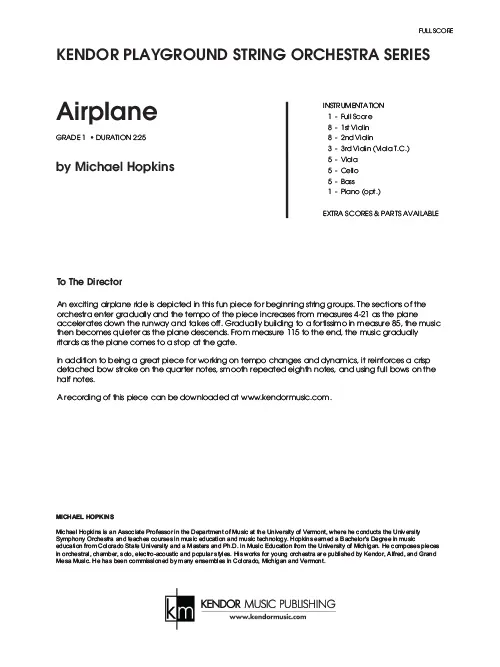 Kendor Music Airplane partitura full score stupeň 1