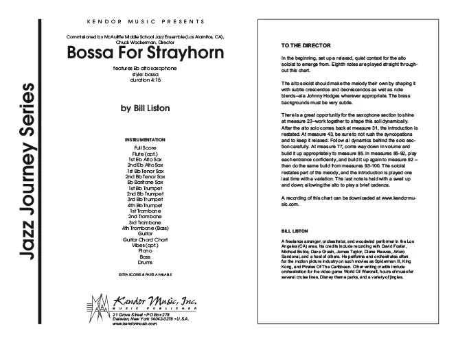 Kendor Music Bossa for Strayhorn partitura sólo alt