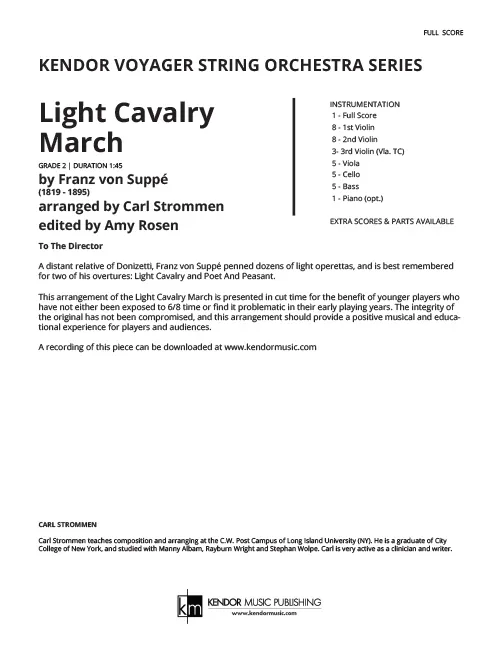 Kendor Music Light Cavalry March partitura pro smyčce alla breve