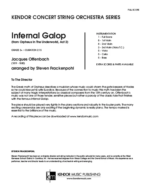 Kendor Music Infernal Galop partitura Full Score kankán