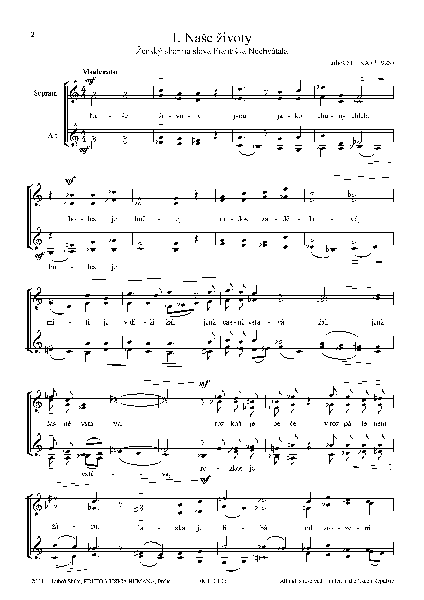 Editio Musica Humana Tři ženské sbory noty 12 stran
