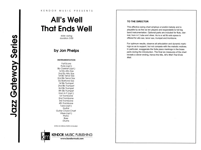 Kendor Music All's Well That Ends Well partitura swing full score