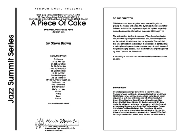 Kendor A Piece Of Cake partitura bossa nova full score