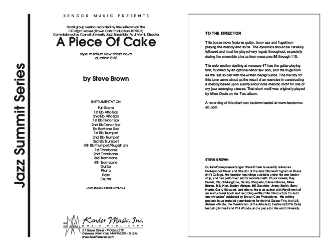 Kendor A Piece Of Cake partitura bossa nova full score