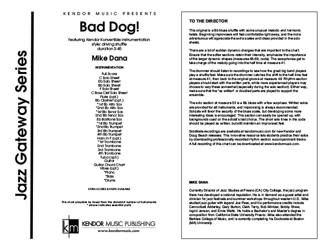 Kendor Music Bad Dog Full Score partitura shuffle