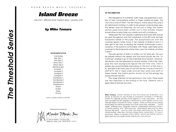 Kendor Music Island Breeze Full Score partitura cha-cha
