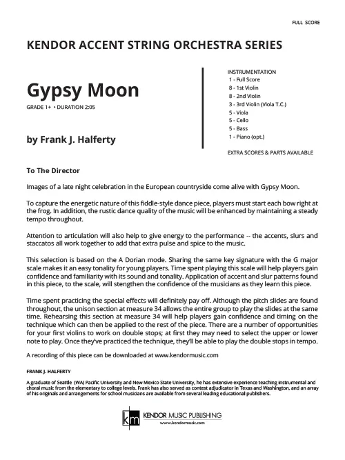 Kendor Music Gypsy Moon partitura full score
