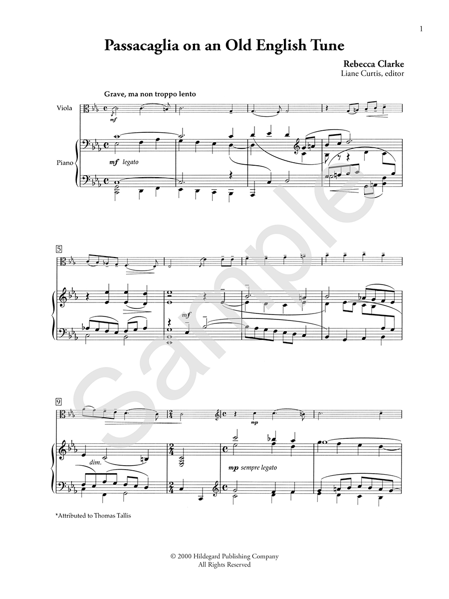 Hildegard Publishing Passacaglia Clarke noty pro violu a klavír