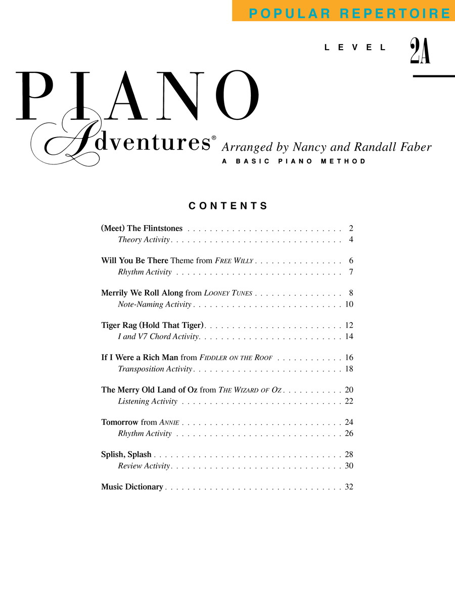 Faber Piano Adventures Level 2A Popular Repertoire noty na klavír
