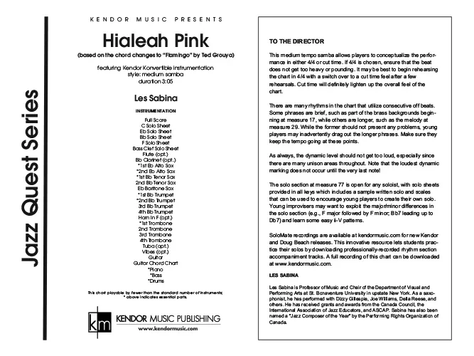 Kendor Music Hialeah Pink partitura full score samba