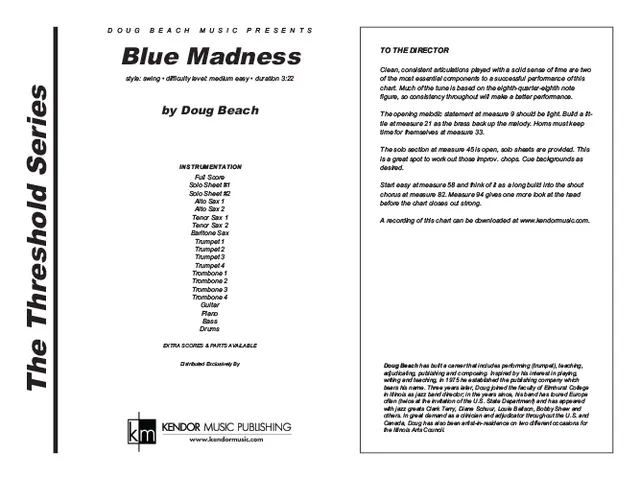 Kendor Music Blues Madness partitura full score swing