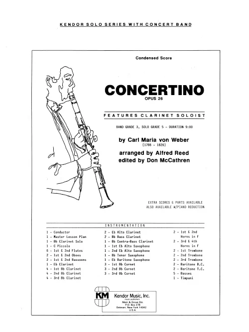 Kendor Music Concertino partitura Condensed Score klarinet